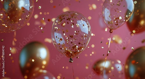Colorful Balloons With Glitter Celebrate a Festive Occasion in a Vibrant Setting