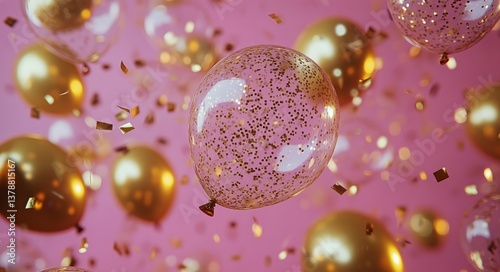 Colorful Balloons With Glitter Celebrate a Festive Occasion in a Vibrant Setting
