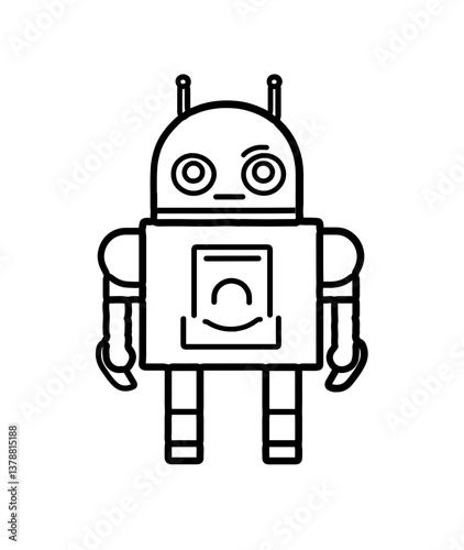 Outline Icon of a Robot with Clean Lines