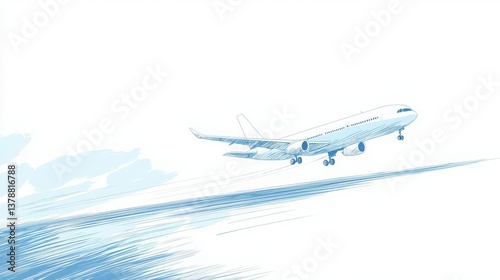 Airplane Taking Off, Airplane ascending into a bright sky