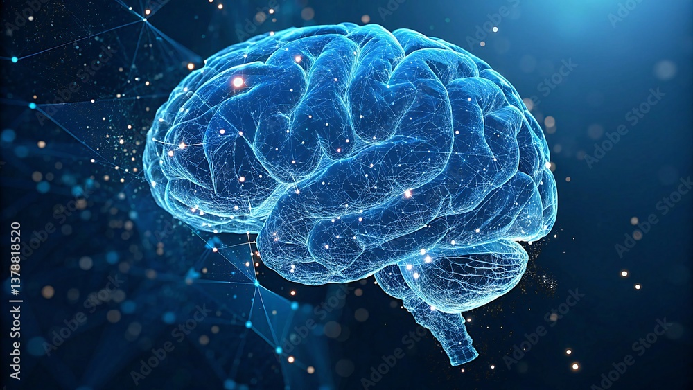 Blue brain visualization, Artificial intelligence, Data connectivity Blue brain visualization, Artificial intelligence, Data connectivity