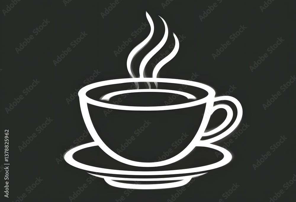 Obraz premium Chalkboard-Style Steaming Coffee Cup Icon