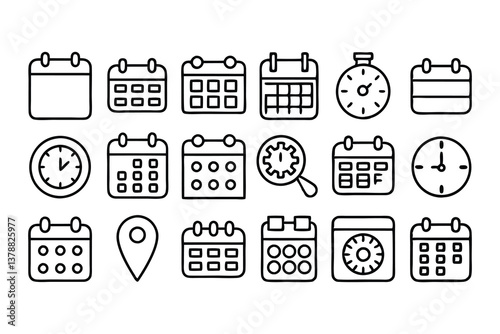 time  date and location editable stroke outline icon