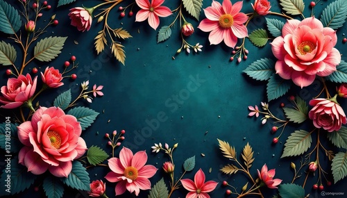 Intricate floral tapestry wallpaper, rich jewel tones, tapestry, botanical, floral