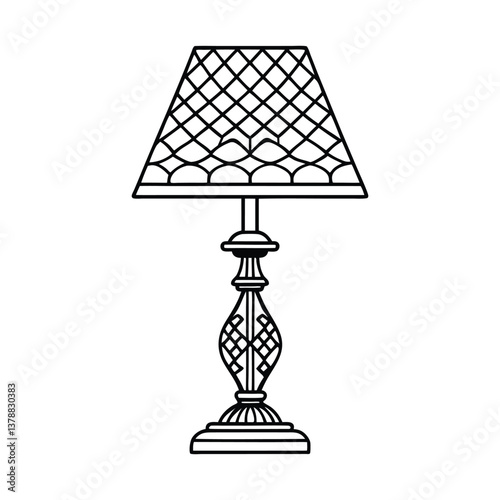 A vintage glass lamp with a classic design on a table in a cozy bedroom, providing soft illumination for the room's decor at night