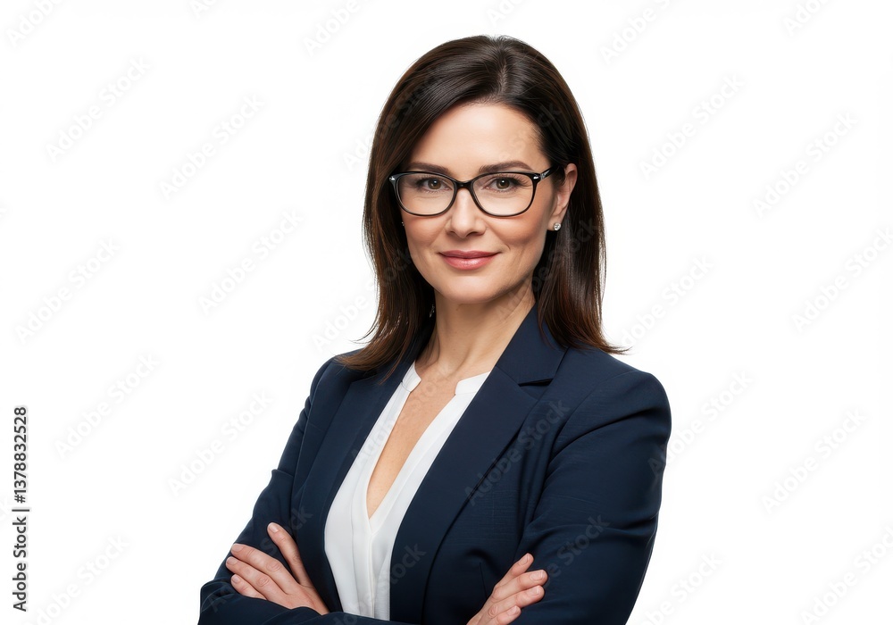 Photo of pretty businesslike woman wearing eyeglasses standing in the office, isolated over white background Photo of pretty businesslike woman wearing eyeglasses standing in the office, isolated over white background