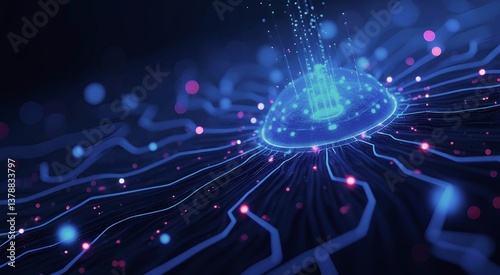 Futuristic AI Neural Network Data Flow