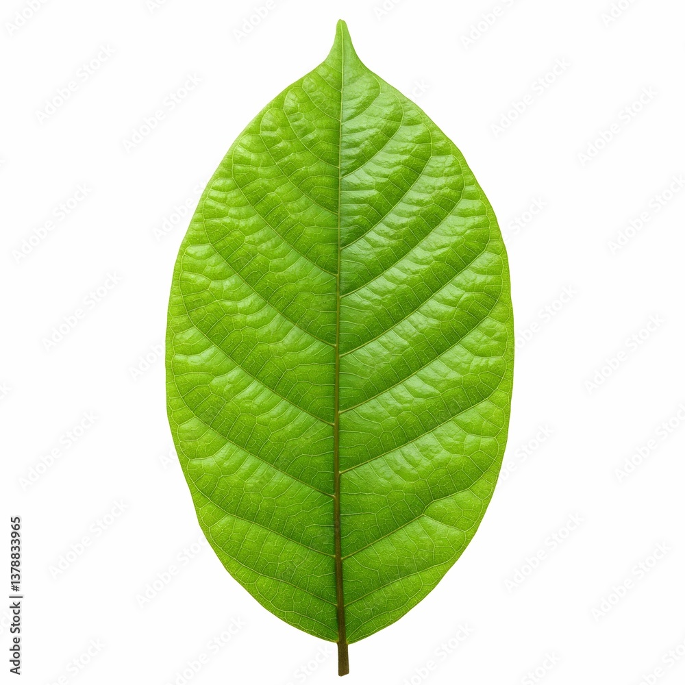 Obraz premium green cocoa leaf in a white background