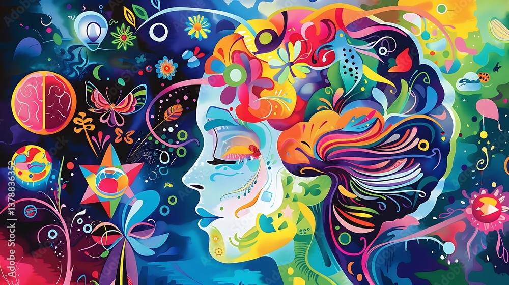 An optimistic mind with rising, bright symbols and uplifting hues indicating hope and positive expectations An optimistic mind with rising, bright symbols and uplifting hues indicating hope and positive expectations