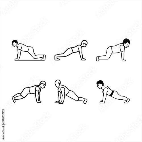 Push-Up Icon Vector | Fitness Exercise Gym Workout Symbol Graphic