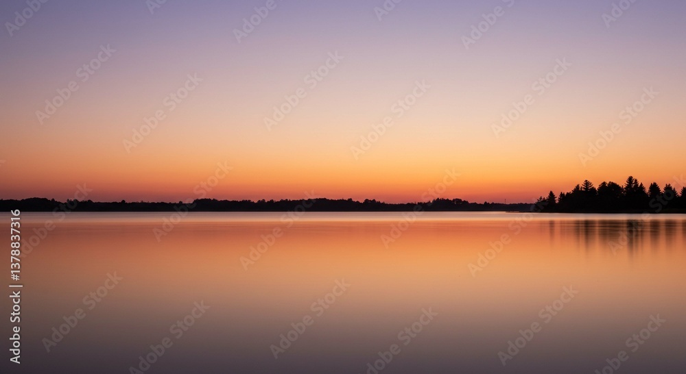 Serene Sunset over Calm Lake with Silhouetted Trees Tranquil Nature Scene Serene Sunset over Calm Lake with Silhouetted Trees Tranquil Nature Scene