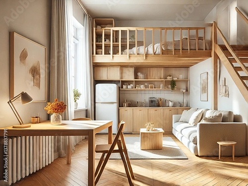 modern loft with kitchen interior