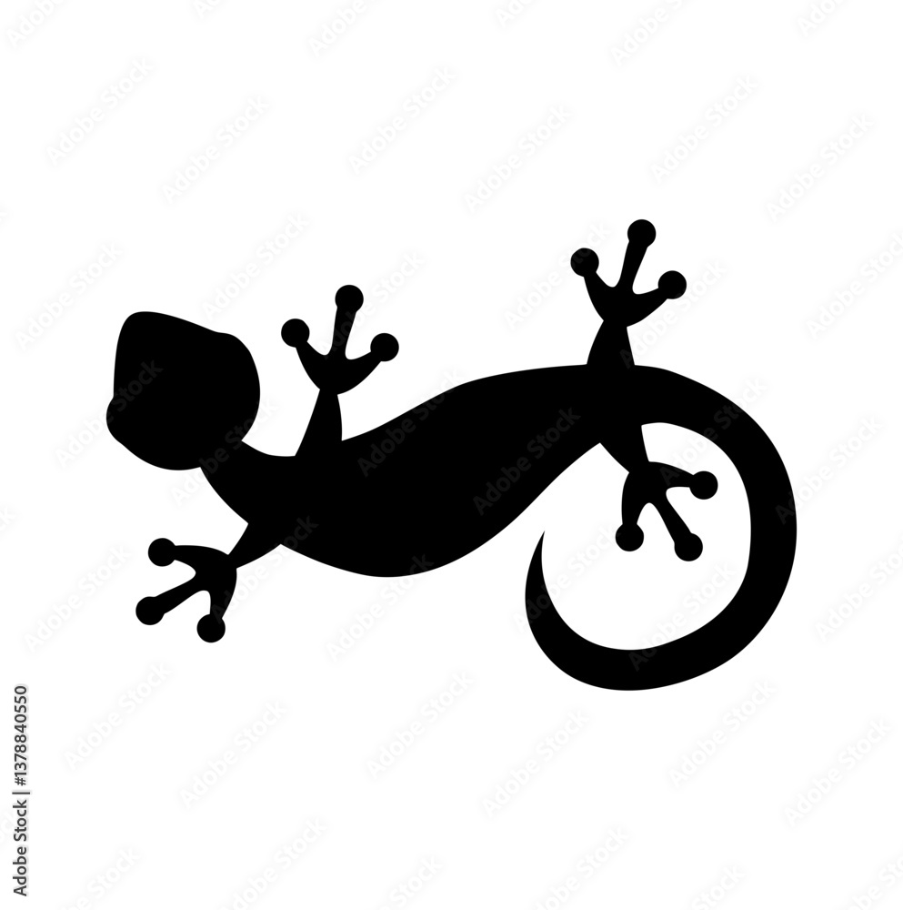 Obraz premium Gecko Silhouette with Curled Tail Vector