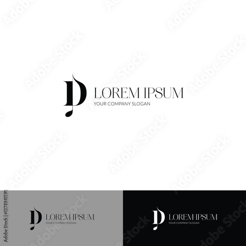 Letter D Music Logo with Note – Vector Monogram Design