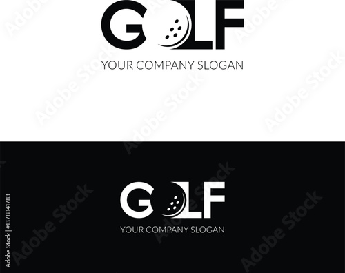 Golf Logo with Golf Ball Silhouette – Vector Design