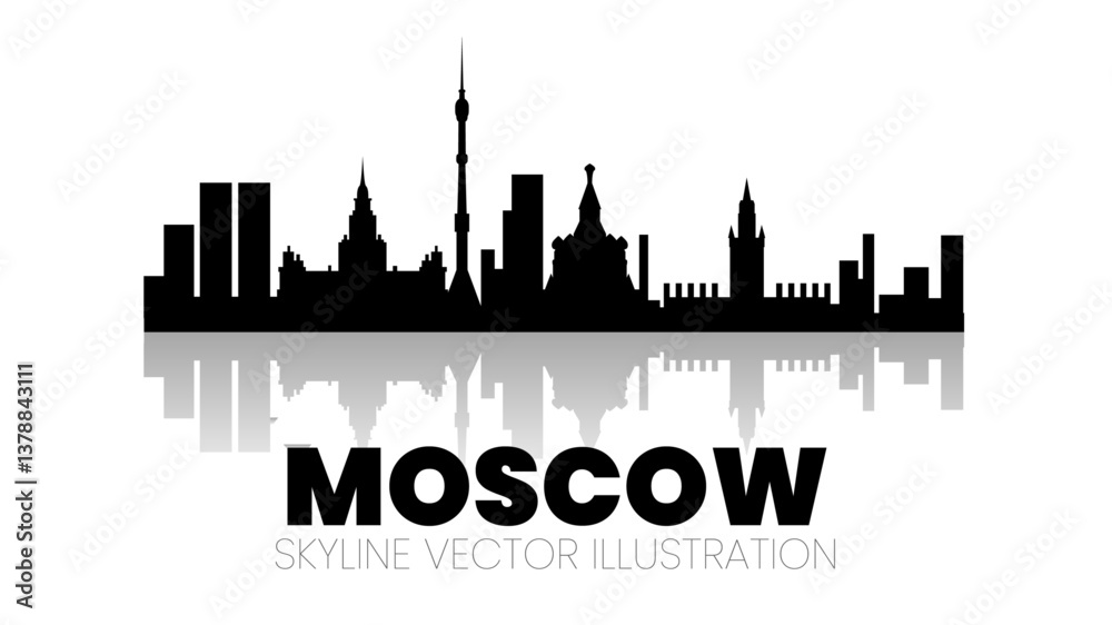 Obraz premium Moscow city skyline silhouette vector illustration