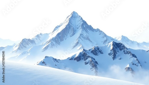 Wallpaper Mural Snow-covered mountain peak, pristine white backdrop, rock, outdoor Torontodigital.ca