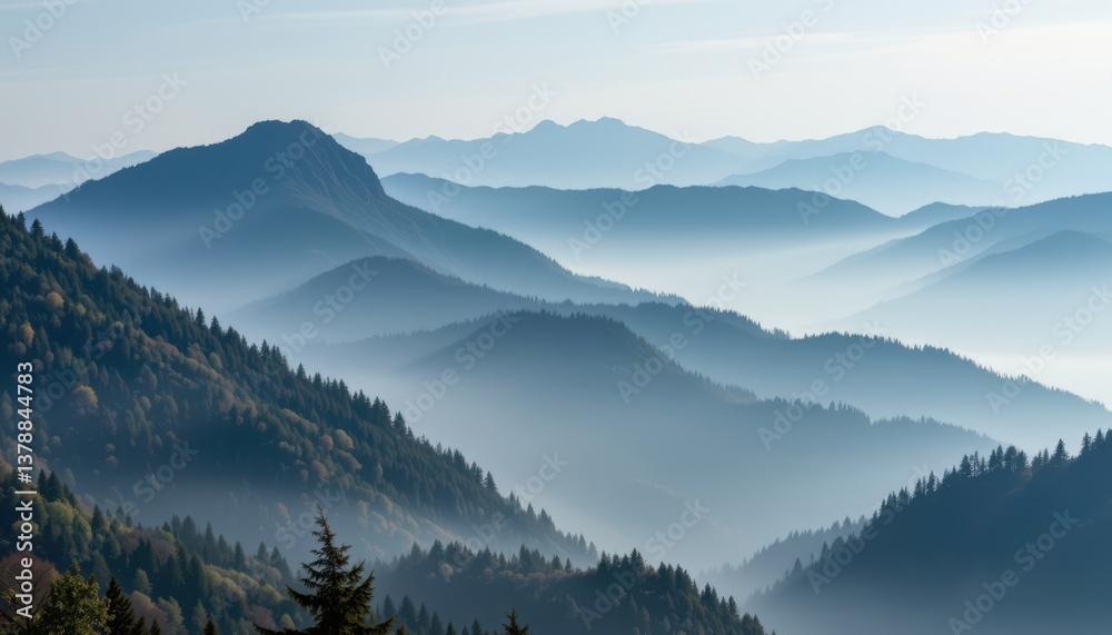 Misty Mountain Range Generate an image of a mountain range shrouded in mist, creating a serene and ethereal atmosphere. Misty Mountain Range Generate an image of a mountain range shrouded in mist, creating a serene and ethereal atmosphere.