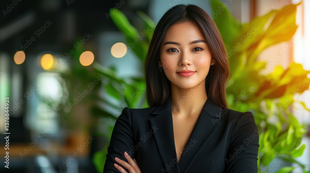 Obraz premium Business event portrait of a beautiful asian woman in a modern office professional environment confident viewpoint