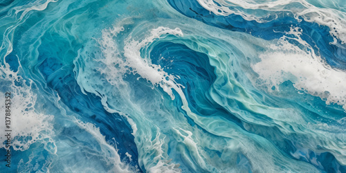 Sea water ocean wave vector background. Blue water ocean sea wave seamless background. Water  ocean wave white and soft blue aqua, teal texture.
