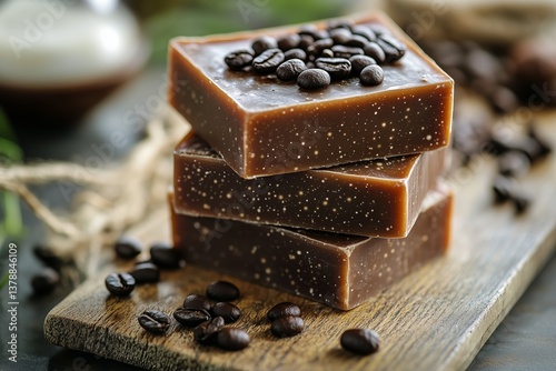 Delicious Coffee Flavored Dessert With Lemon and Chocolate on Rustic Wooden T...