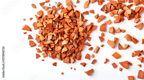 Whole sandalwood shavings in different sizes scattered