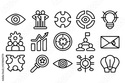 vision  mission and values editable stroke outline photo