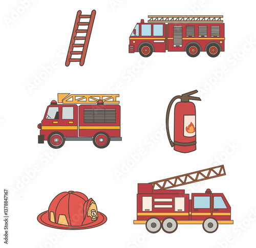 set of firefighter transport icons