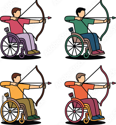 Adaptive Archery Illustration with Wheelchair Athletes