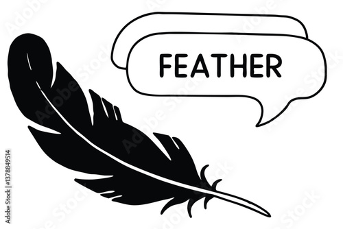 silhouette black feather white background