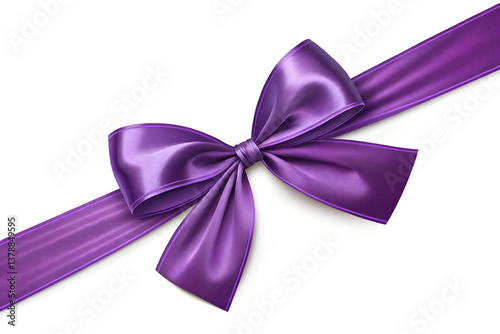 Realistic 3D Purple Satin Ribbon Bow - High-Quality Decorative Bow 