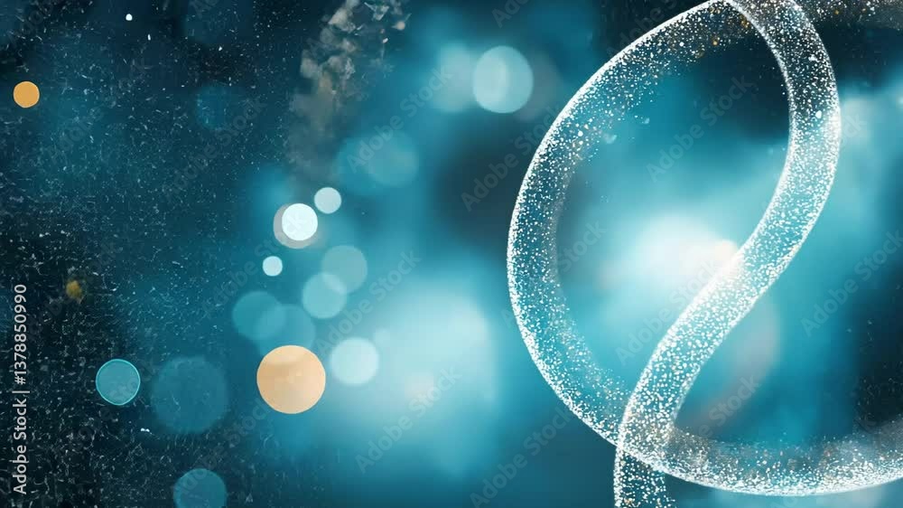 Mesmerizing dna helix sparkles against a dreamy blue bokeh background