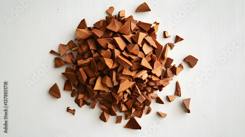 Wallpaper Mural 0A natural display of whole sandalwood chips scattered on a white surface, showcasing their earthy fragrance and distinct texture. Torontodigital.ca