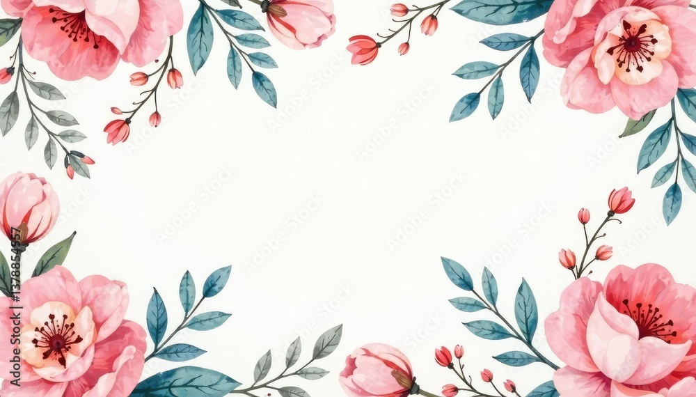 Obraz premium Delicate watercolor floral pattern, perfect for spring promotions , leaves, floral design