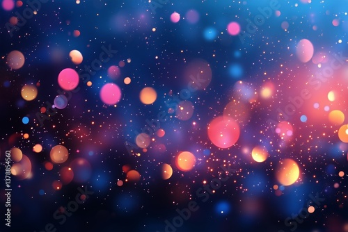 Colorful Bokeh Lights Create a Vibrant Atmosphere in Artistic Display at Even...