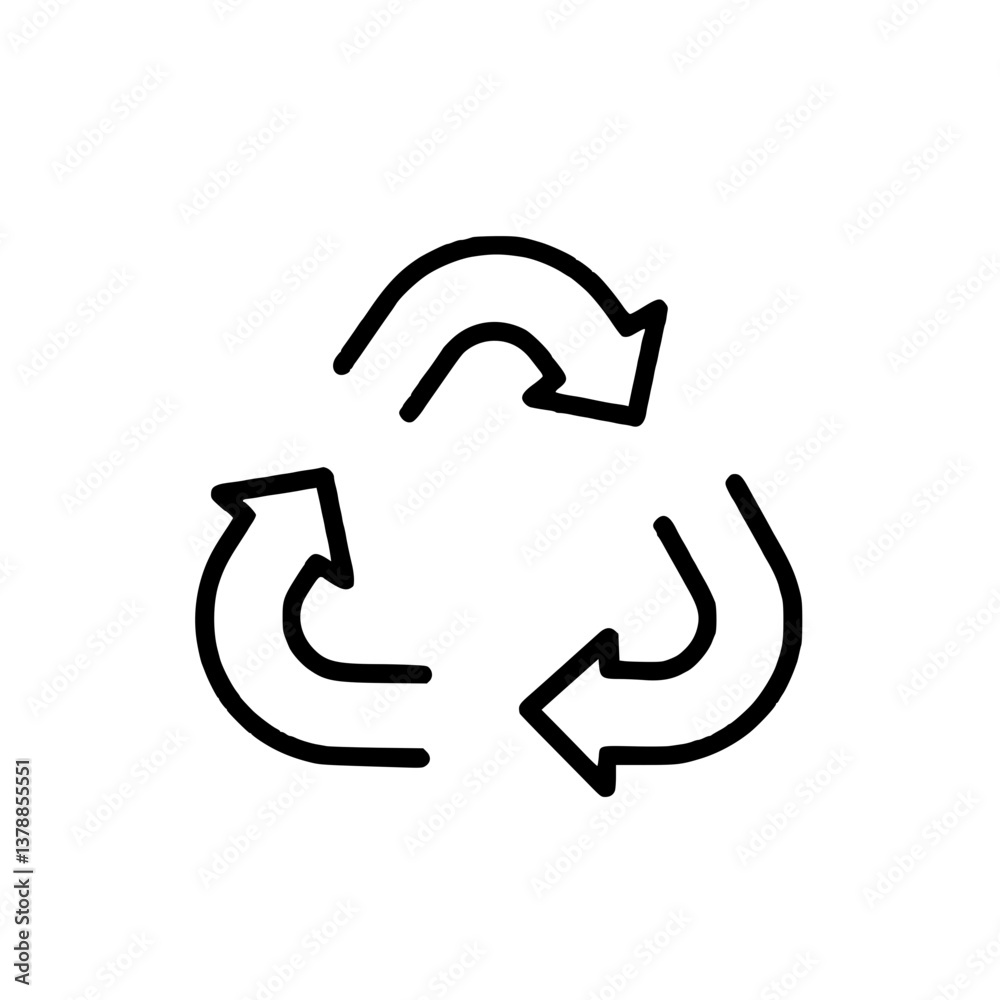 Icon of the recycling symbol for environmentally friendly concepts and sustainable development Icon of the recycling symbol for environmentally friendly concepts and sustainable development