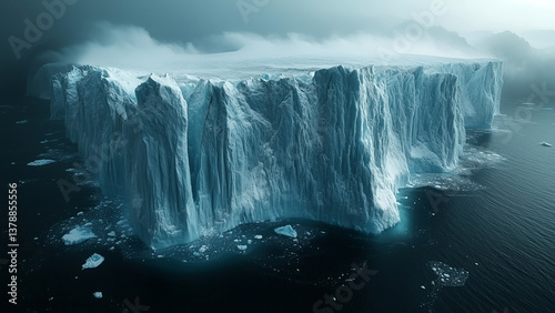 Melting glaciers reflect the critical need for climate action, polar ice melt, environmental consciousness, climate awareness