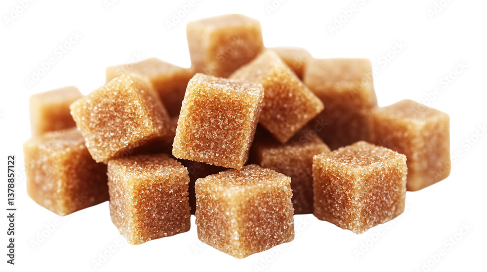 Brown sugar cubes on white background --ar 16:9 Brown sugar cubes on white background --ar 16:9