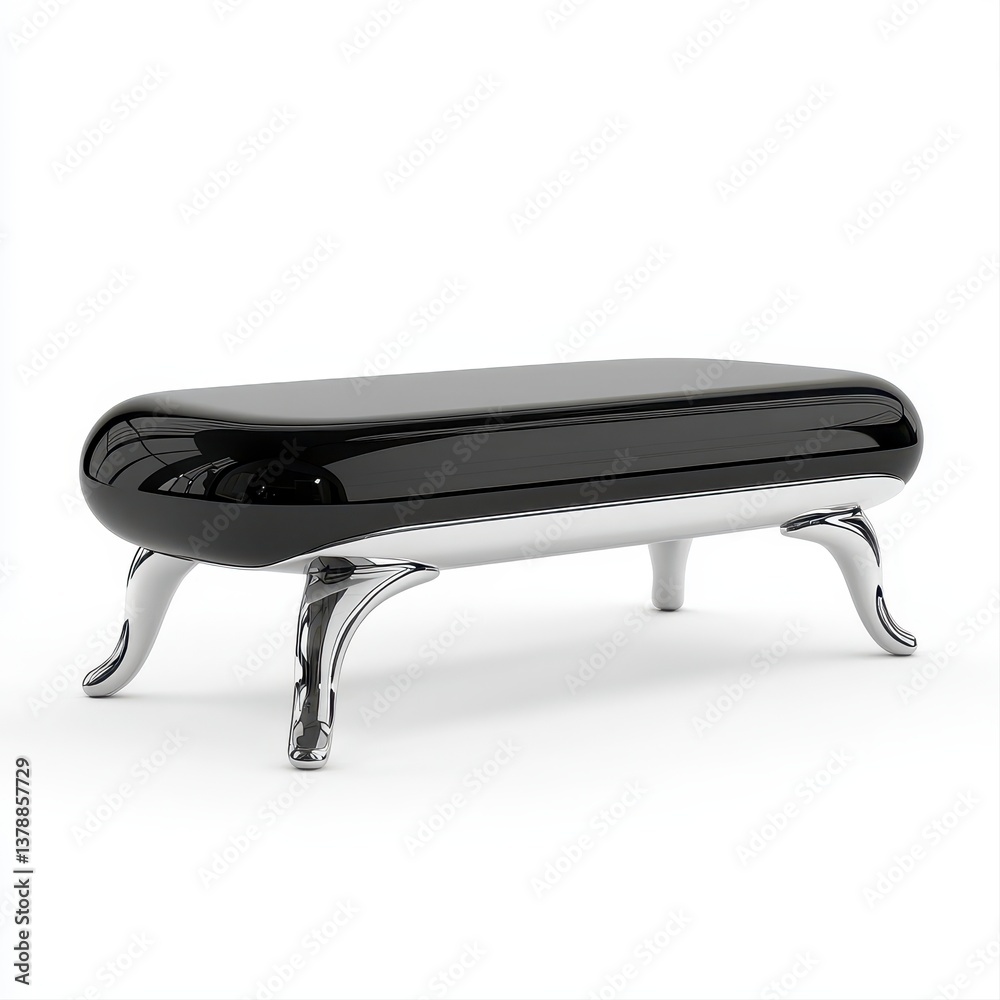 Elegant black bench positioned on a minimalist white background for modern home decor and furniture inspiration