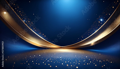 blue luxury background with golden line blue curve shiny dots and glitter light effect elegant style design luxury dark blue background with halftone gold line curved and lighting effect