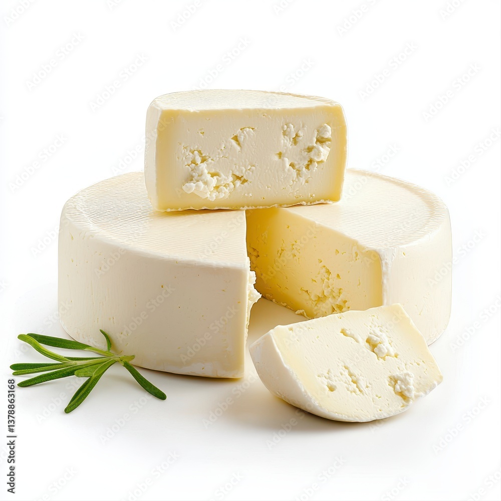 A pile of creamy ricotta cheese perfectly displayed for culinary use in high quality food presentation