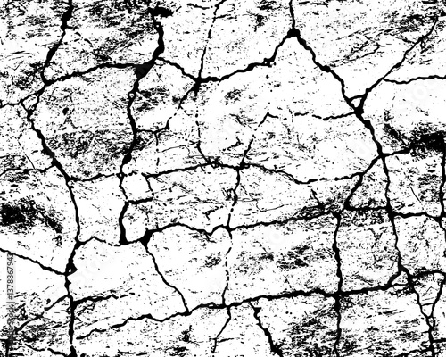 Grunge wall texture with cracked dry earth pattern.