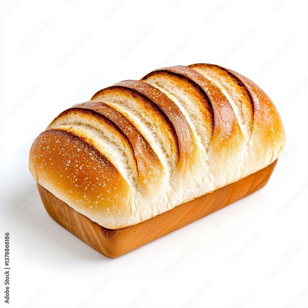A freshly baked loaf of white bread perfectly packaged and ready to be enjoyed for any meal or snack A freshly baked loaf of white bread perfectly packaged and ready to be enjoyed for any meal or snack