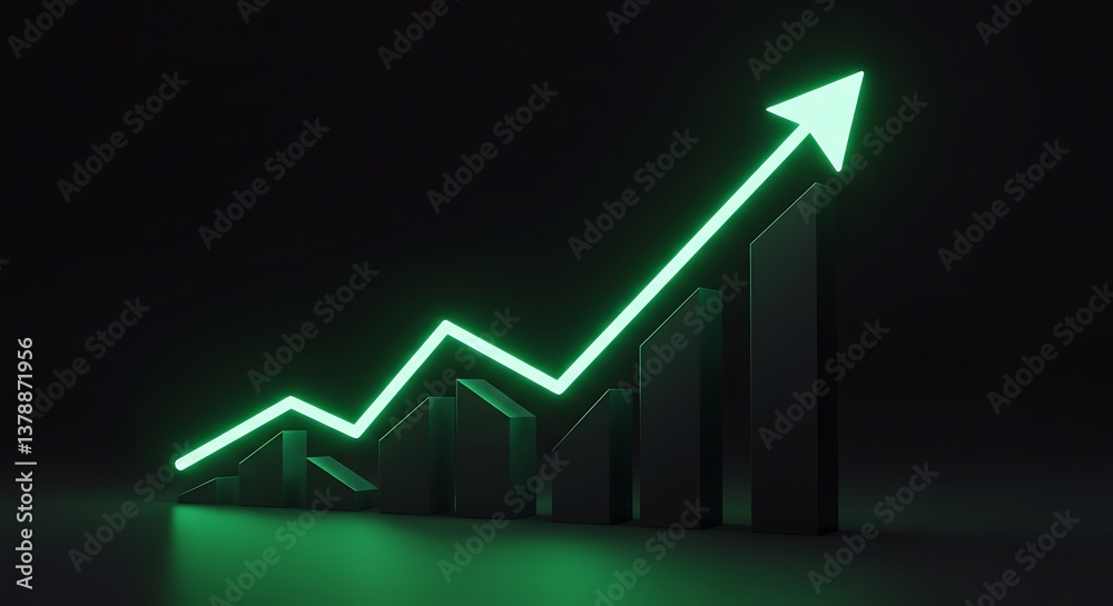 Growth. Rising success graph chart with a neon line Growth. Rising success graph chart with a neon line