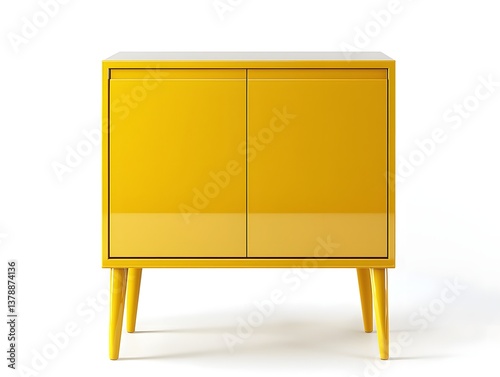 Stylish Yellow Modern Cabinet with Two Doors and Sleek Design