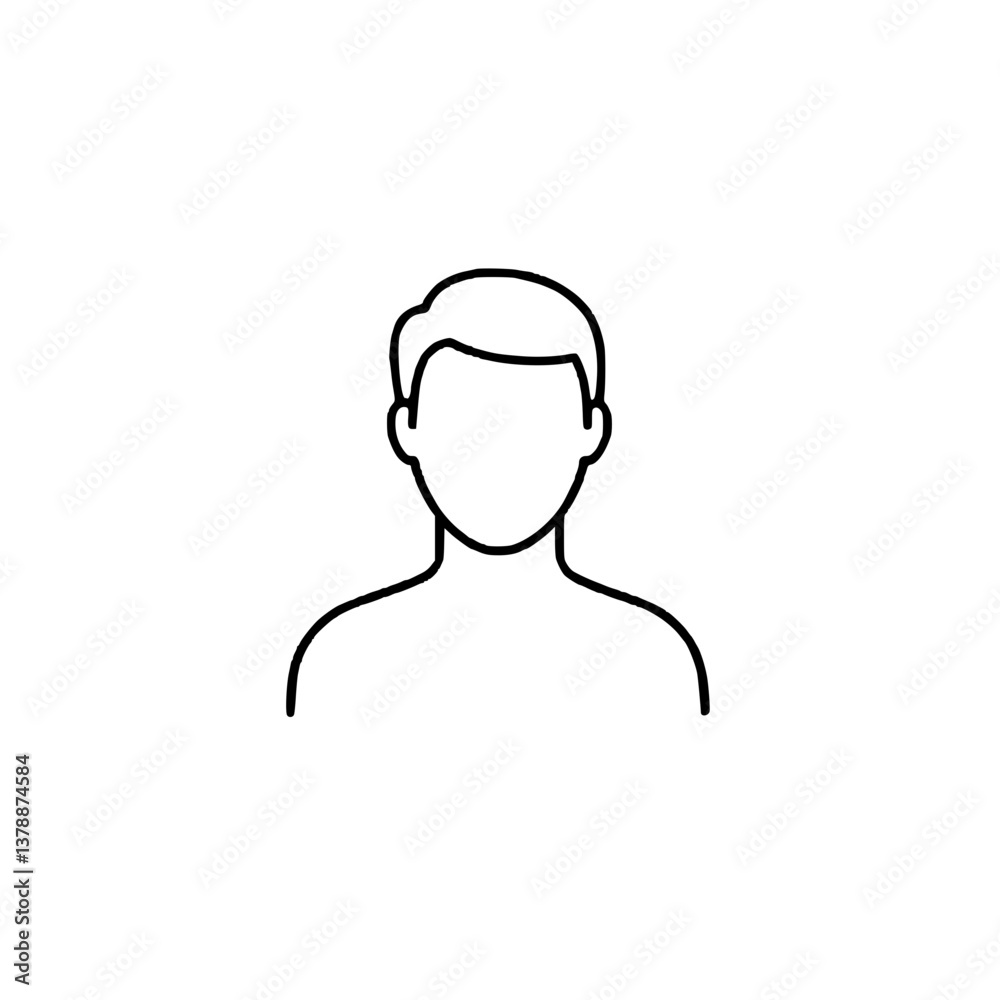 An icon of a person without facial features in a simple contour graphics style An icon of a person without facial features in a simple contour graphics style