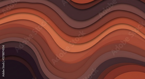 Abstract Wave Pattern with Layered Brown Tones for Modern Design