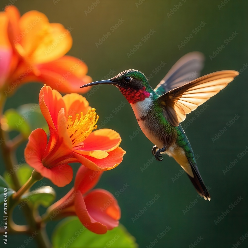 Fototapeta premium hummingbird feeding on a flower