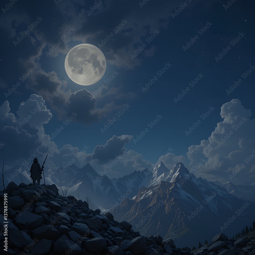 The night scene and cloudy sky with uper the shining moon picture