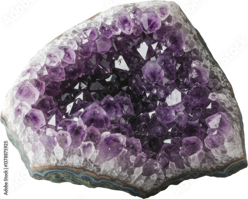Obraz na płótnie Purple Amethyst Crystal Geode with Rough Outer Shell